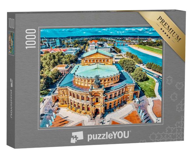 Puzzle de 1000 pièces « Vue impressionnante sur l'opéra Semper, Dresde, Allemagne »