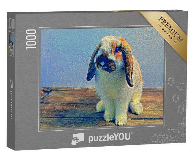 Puzzle de 1000 pièces « dans le style de Paul-Cezanne - Lapin sur table en bois - Collection Puzzle Artistes & Tableaux »