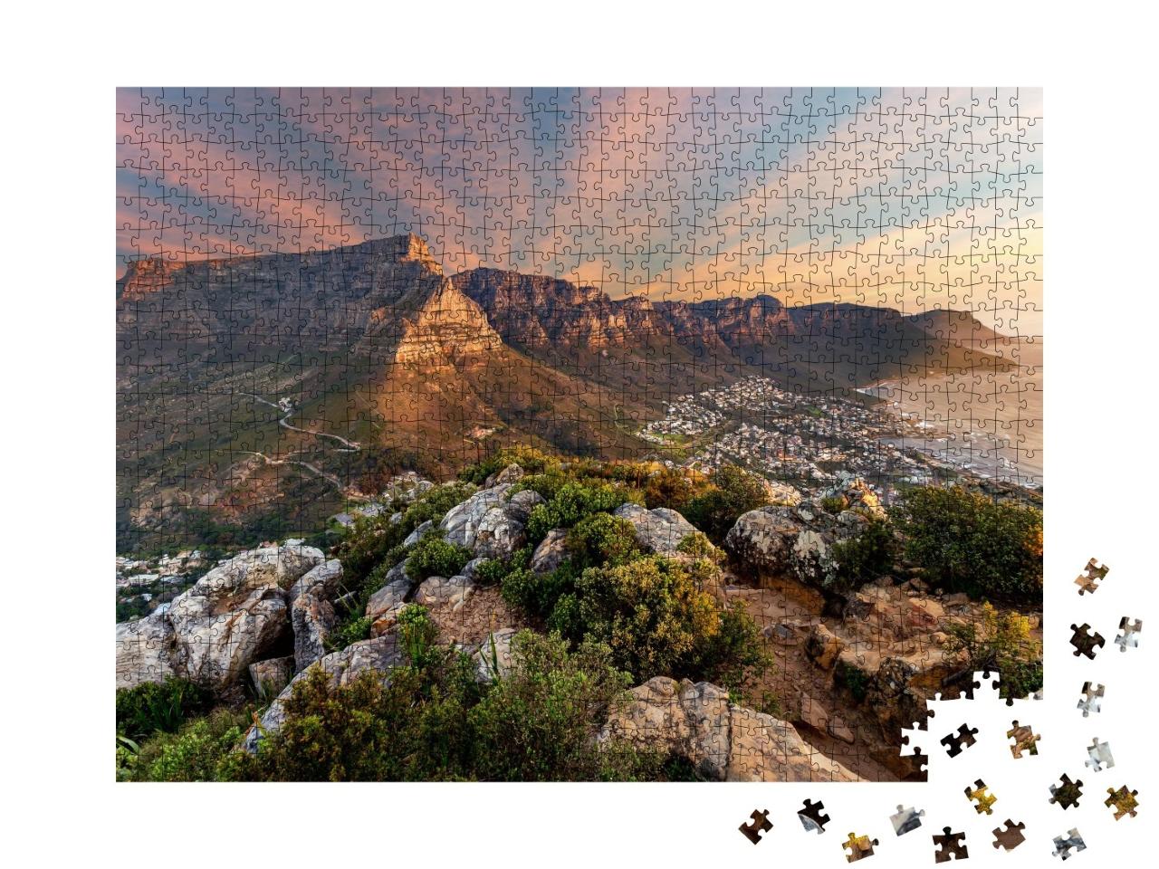 Puzzle de 1000 pièces « Coucher de soleil sur la montagne de la Table »