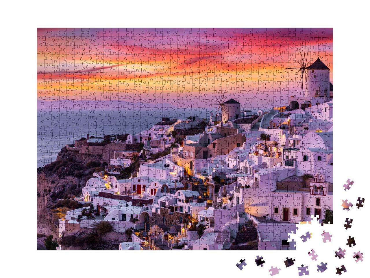 Puzzle de 1000 pièces « Village d'Oía sur l'île de Santorin, Grèce »