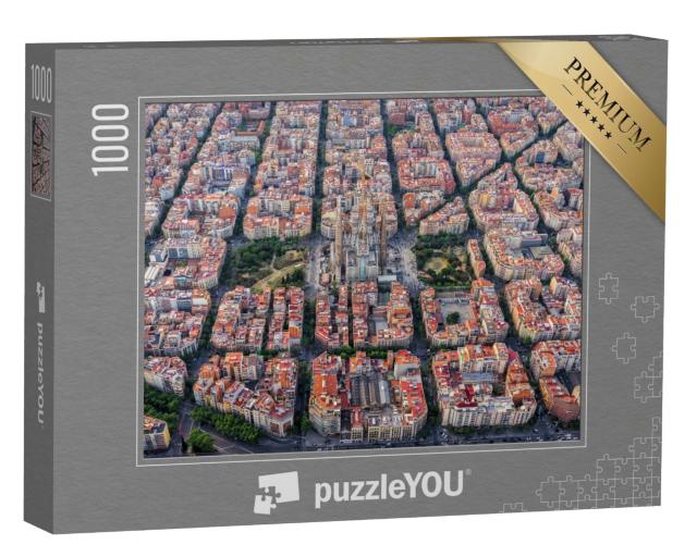 Puzzle de 1000 pièces « Spectaculaire vue aérienne de Barcelone avec la Sagrada Familia »