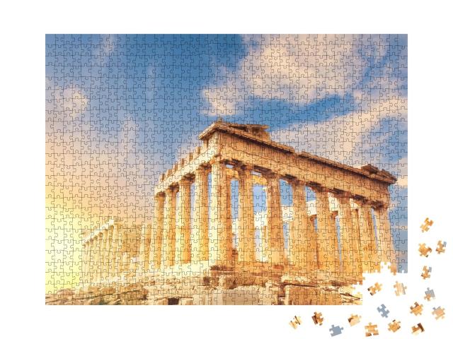 Puzzle de 1000 pièces « Temple du Parthénon au coucher du soleil, Athènes, Grèce »