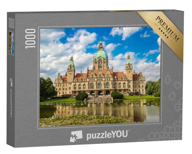 Puzzle de 1000 pièces « Nouvel hôtel de ville à Hanovre par une belle journée d'été, Allemagne »