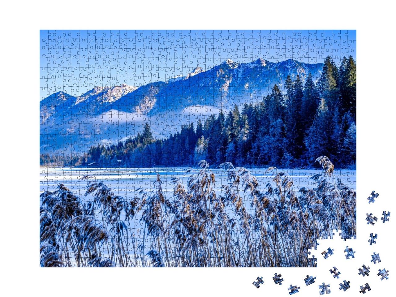 Puzzle de 1000 pièces « Paysage hivernal sur les monts Karwendel et Wetterstein »