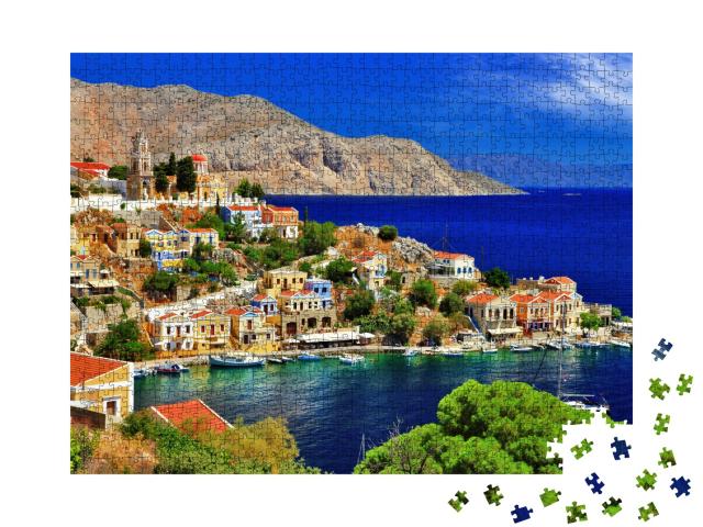 Puzzle de 1000 pièces « Merveilleuse Grèce : île de Symi, Dodécanèse »