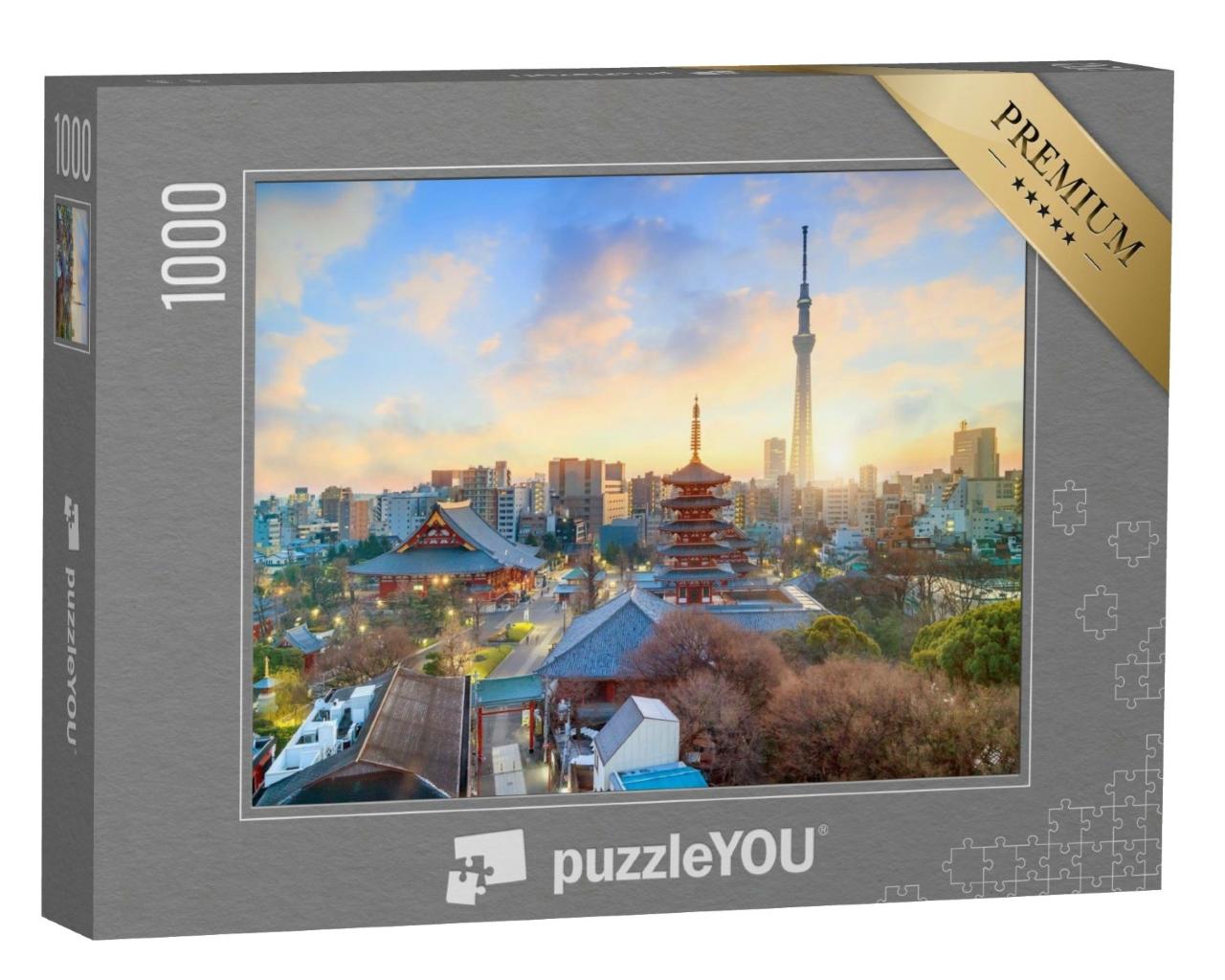 Puzzle de 1000 pièces « L'horizon de Tokyo avec le temple Senso-ji et la Tokyo Skytree »