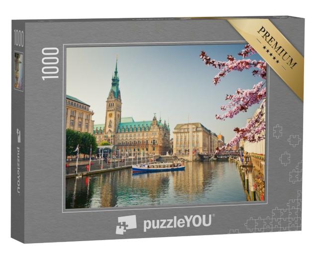 Puzzle de 1000 pièces « L'hôtel de ville de Hambourg et l'Alster au printemps »
