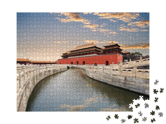 Puzzle de 1000 pièces « Pont d'eau d'or au coucher du soleil, Pékin »