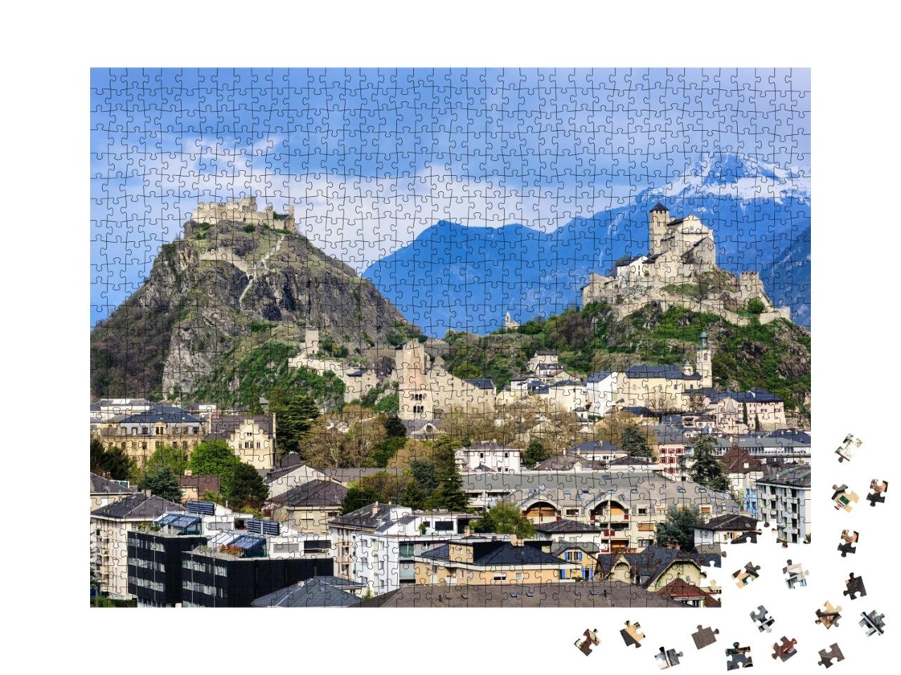 Puzzle de 1000 pièces « La ville historique de Sion et ses deux châteaux »