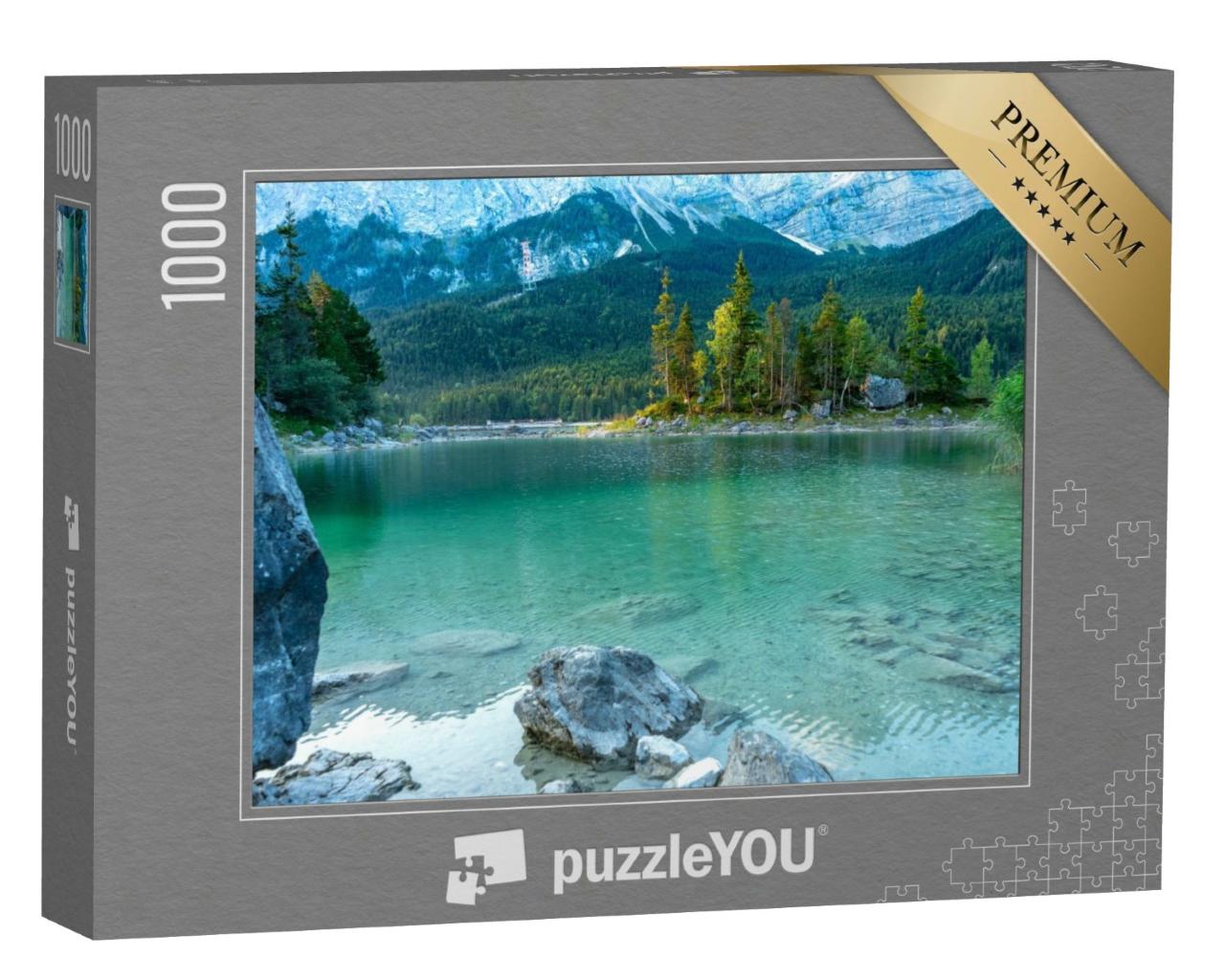 Puzzle de 1000 pièces « Vue rocheuse sur l'Eibsee, Garmisch-Partenkirchen »