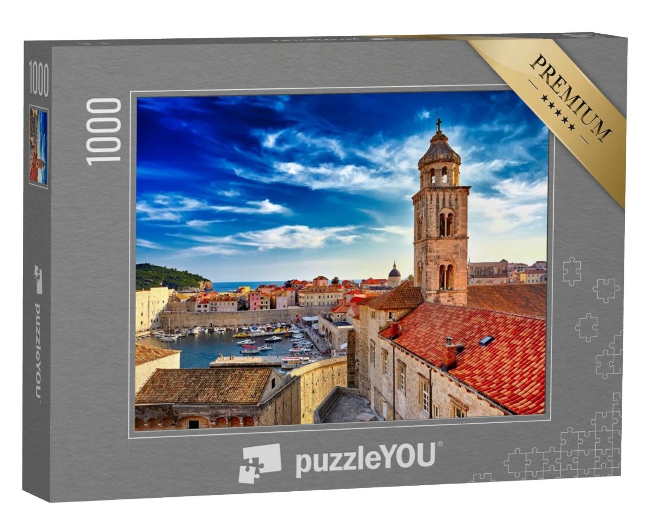 Puzzle de 1000 pièces « Vieille ville de Dubrovnik au coucher du soleil, Croatie »