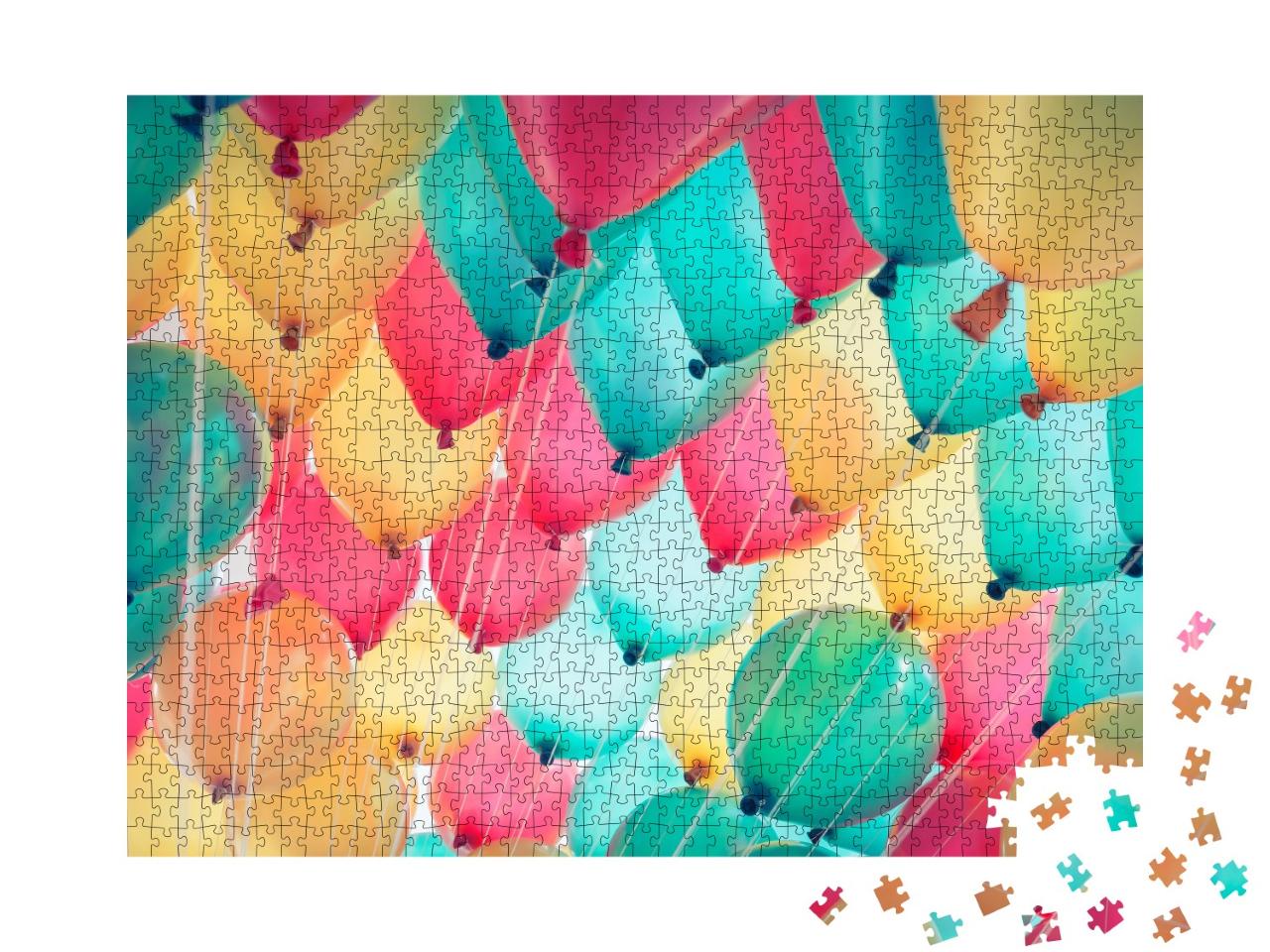 Puzzle de 1000 pièces « Des ballons colorés s'élèvent dans le ciel »