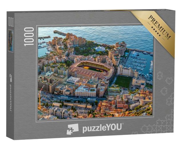 Puzzle de 1000 pièces « Vue aérienne du stade de Monaco au lever du soleil »
