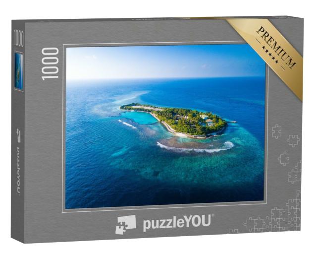 Puzzle de 1000 pièces « Vue aérienne d'une île tropicale de l'océan Indien, Maldives »