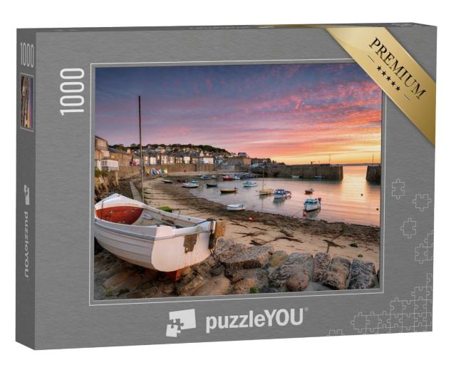 Puzzle de 1000 pièces « Lever de soleil époustouflant sur des bateaux de pêche, Cornouailles, Angleterre »