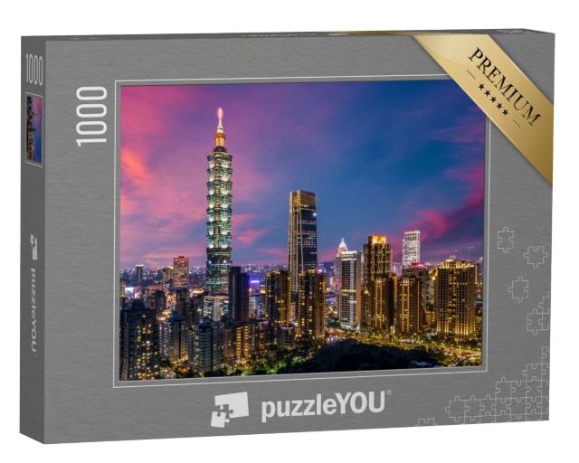 Puzzle de 1000 pièces « Skyline et gratte-ciel de Taipei à Taïwan »