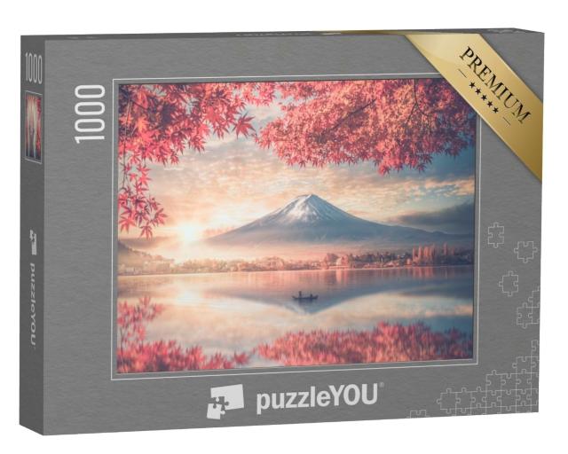 Puzzle de 1000 pièces « Le mont Fuji et le lac Kawaguchiko dans la brume matinale, Japon »