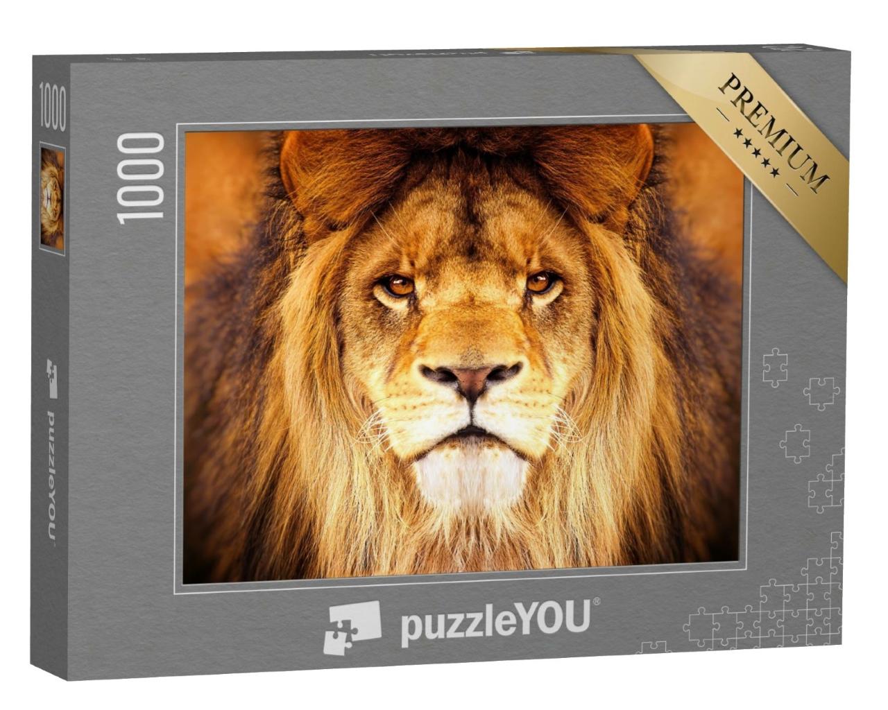 Puzzle de 1000 pièces « Face à face avec un lion »