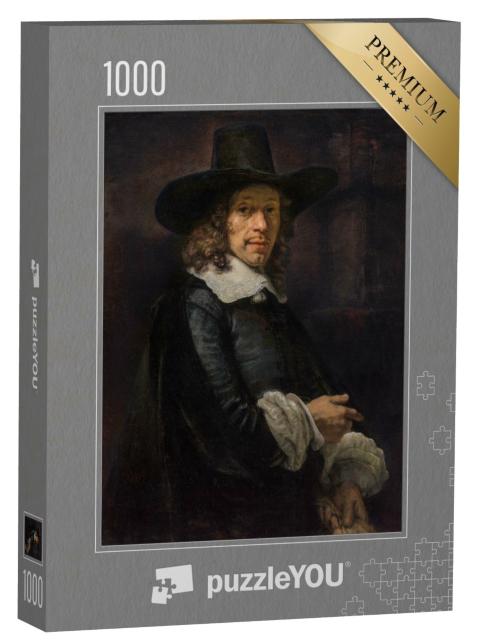 Puzzle de 1000 pièces « Rembrandt - Portrait d'un gentleman avec un grand chapeau et des gants »