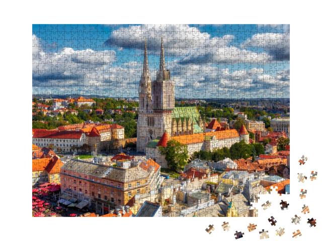 Puzzle de 1000 pièces « Cathédrale de Zagreb à Kaptol, quartier de Zagreb, Croatie »