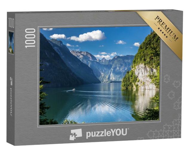 Puzzle de 1000 pièces « Lac alpin idyllique : Königssee, Berchtesgaden, Bavière »