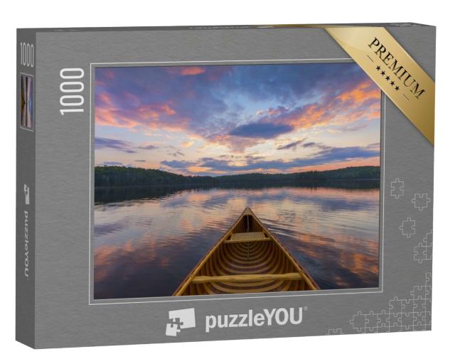 Puzzle de 1000 pièces « Proue d'un canoë de cèdre au coucher du soleil, Ontario, Canada »