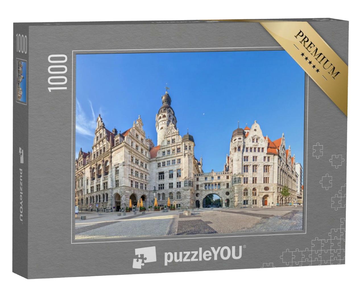 Puzzle de 1000 pièces « Le nouvel hôtel de ville : vue depuis la Burgplatz, Leipzig, Allemagne »