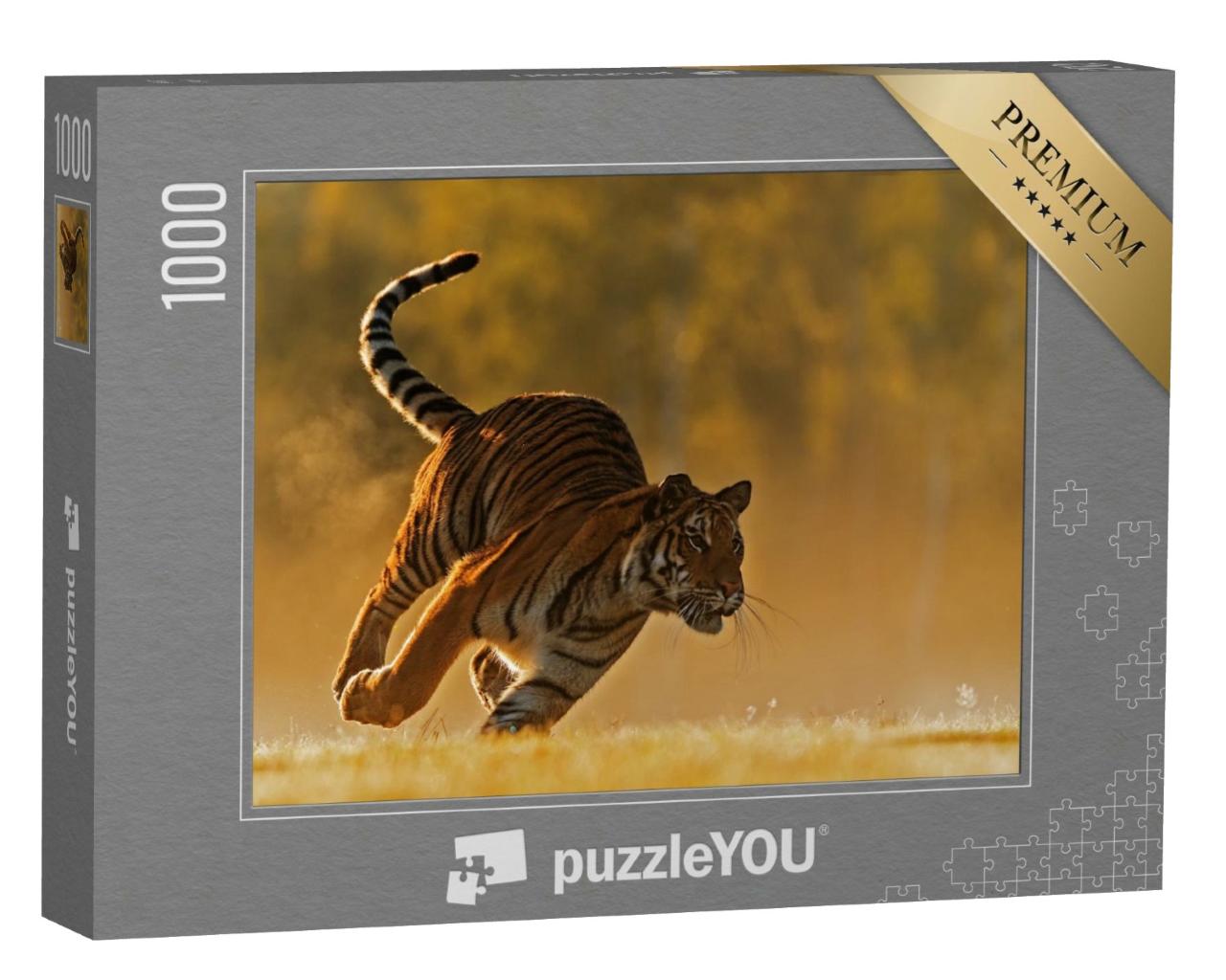 Puzzle de 1000 pièces « Tigre de Sibérie en pleine chasse »