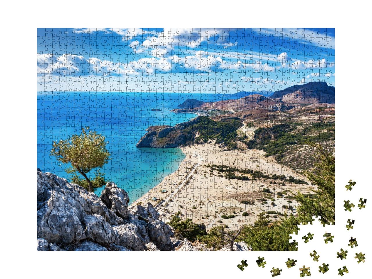 Puzzle de 1000 pièces « Plage de sable doré : Tsambika, Rhodes, Grèce »