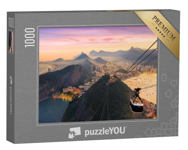 Puzzle de 1000 pièces « Vue nocturne de Copacabana avec le Pain de Sucre, Brésil »