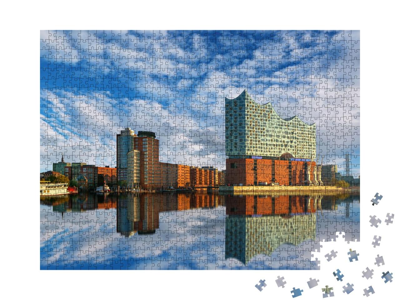 Puzzle de 1000 pièces « Reflet de l'Elbphilharmonie à Hambourg »