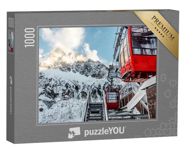 Puzzle de 1000 pièces « anciens téléphériques rouges dans les Alpes françaises »