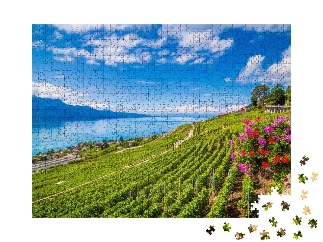 Puzzle de 1000 pièces « Magnifiques vignobles en terrasses de Lavaux, patrimoine mondial de l'UNESCO, Suisse »