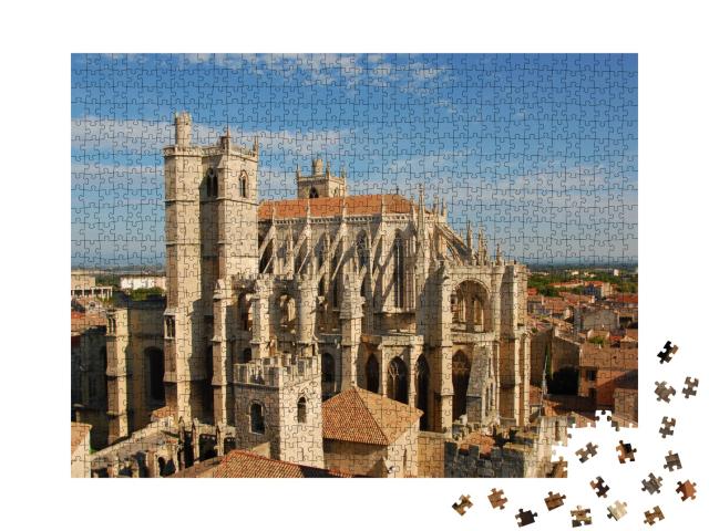Puzzle de 1000 pièces « Cathédrale St Just et Pasteur de Narbonne, Languedoc Roussillon, France »