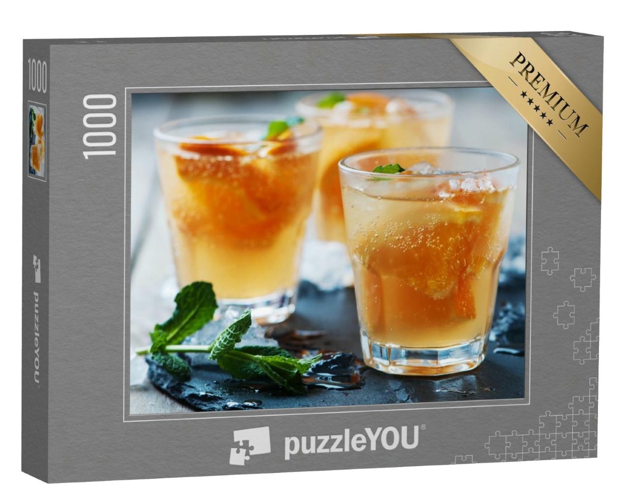 Puzzle de 1000 pièces « Cocktail frais à l'orange, à la menthe et à la glace »