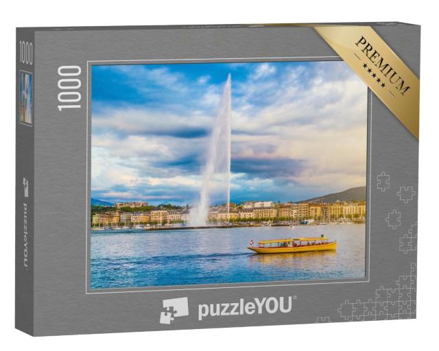 Puzzle de 1000 pièces « Skyline de Genève avec la célèbre fontaine du Jet d'Eau, Suisse »