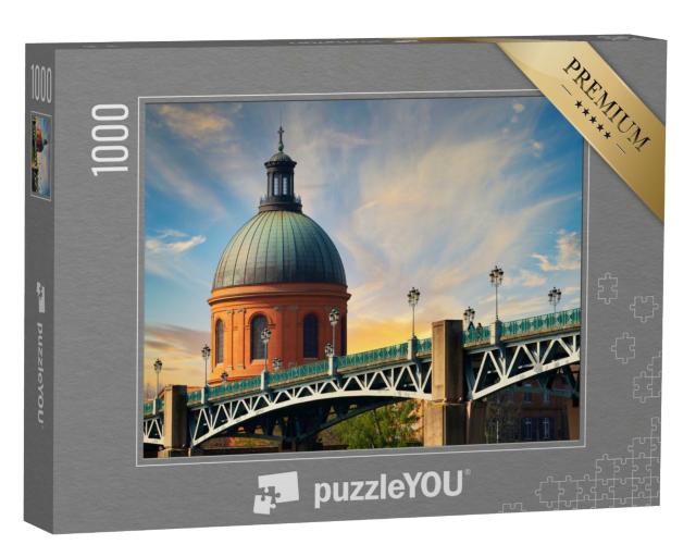 Puzzle de 1000 pièces « Célèbre vue du pont Saint-Pierre au coucher du soleil, Toulouse. »