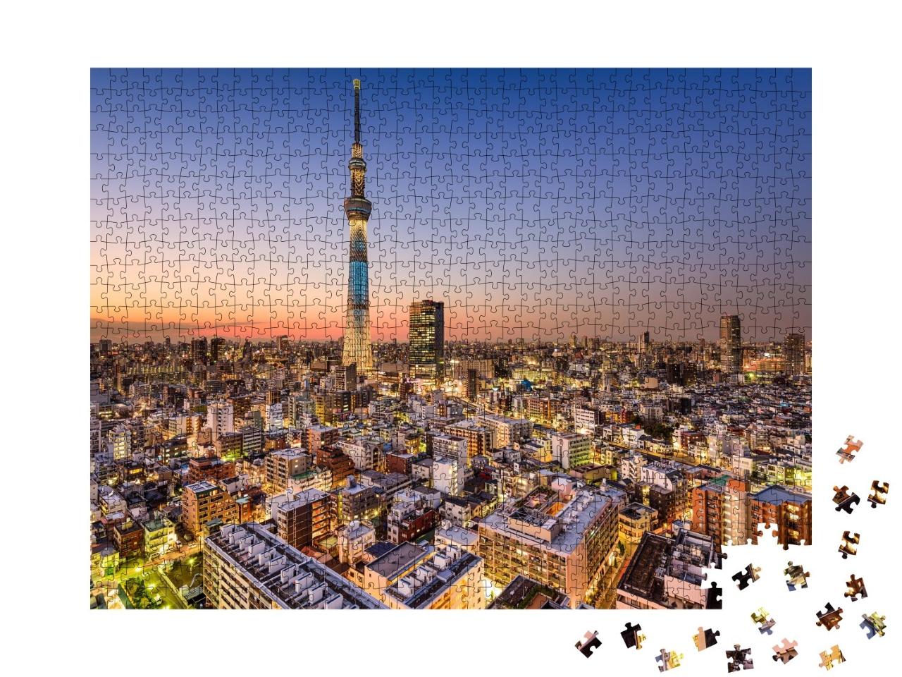 Puzzle de 1000 pièces « Vue de la ville avec Skytree, Tokyo, Japon »