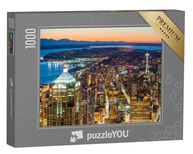 Puzzle de 1000 pièces « Seattle au crépuscule, Washington, États-Unis »