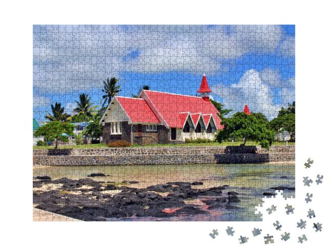 Puzzle de 1000 pièces « Église idyllique à Cap Malheureux, île Maurice »