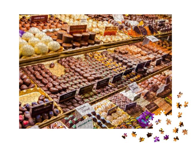 Puzzle de 1000 pièces « Variété de pralines au chocolat sur le marché anglais, Irlande »