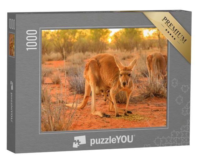 Puzzle de 1000 pièces « Kangourou femelle rouge avec un petit dans sa poche »