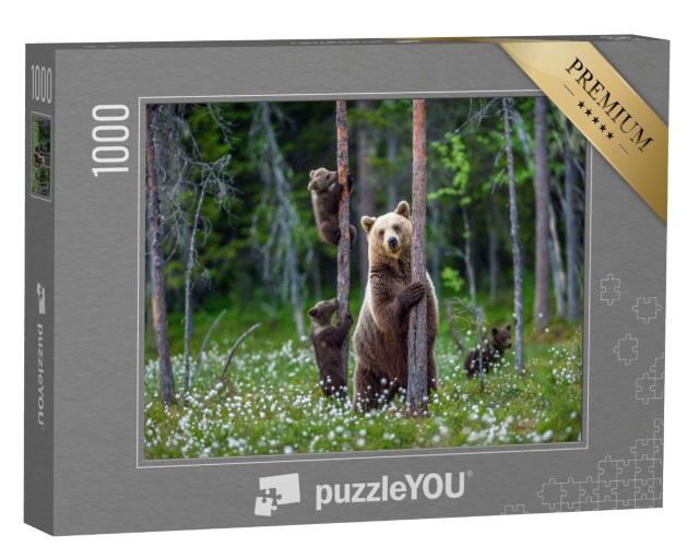 Puzzle de 1000 pièces « Ourse et ourson dans la forêt d'été »