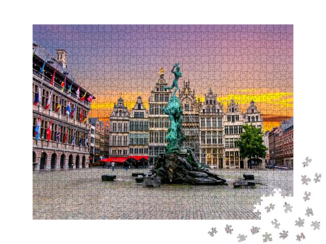 Puzzle de 1000 pièces « Fontaine de Brabo sur la place du marché dans le centre d'Anvers, Belgique »