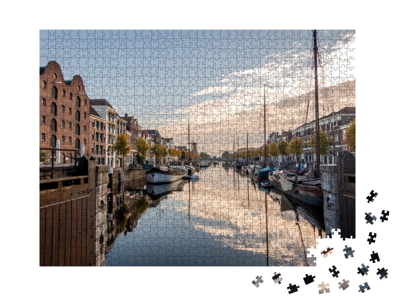 Puzzle de 1000 pièces « Le quartier historique de Delfshaven à Rotterdam, Niederlande »