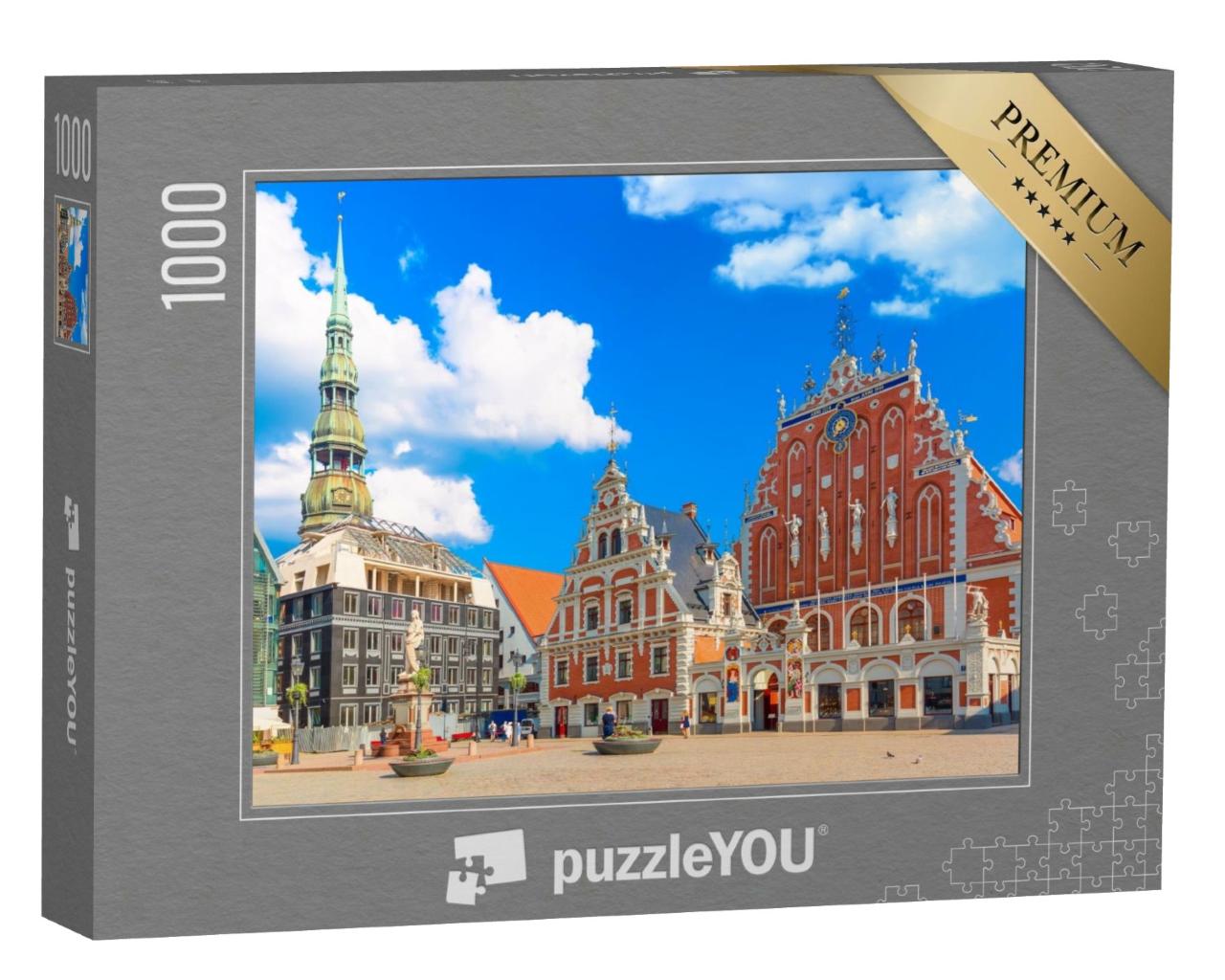 Puzzle de 1000 pièces « Vieille ville avec ses monuments célèbres et sa cathédrale à Riga, Lettonie »