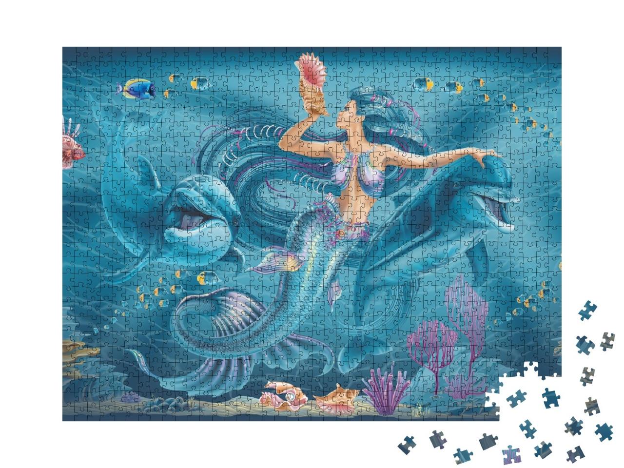 Puzzle de 1000 pièces « Sirène et dauphins »
