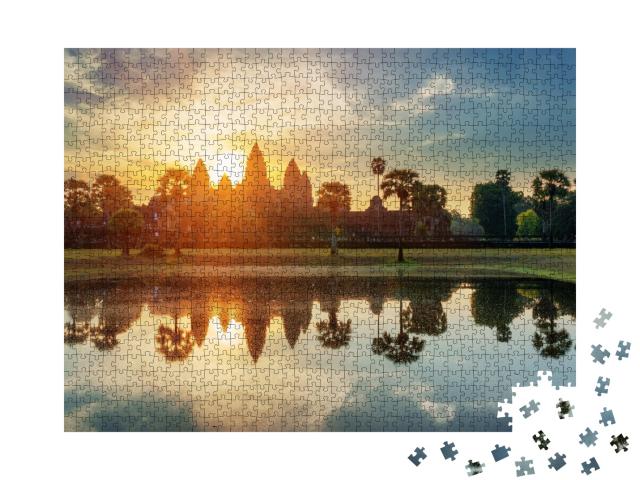 Puzzle de 1000 pièces « Tours de l'ancien temple d'Angkor Wat au Cambodge »