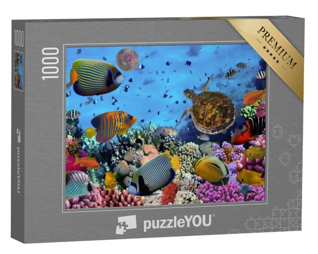 Puzzle de 1000 pièces « Récif corallien coloré avec des poissons et des tortues de mer »