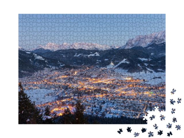 Puzzle de 1000 pièces « Garmisch-Partenkirchen avec neige et montagnes »